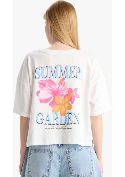 Coool Oversize Geniş Kalıp Bisiklet Yaka Sırt Baskılı Kısa Kollu Tişört F7913AX25AU