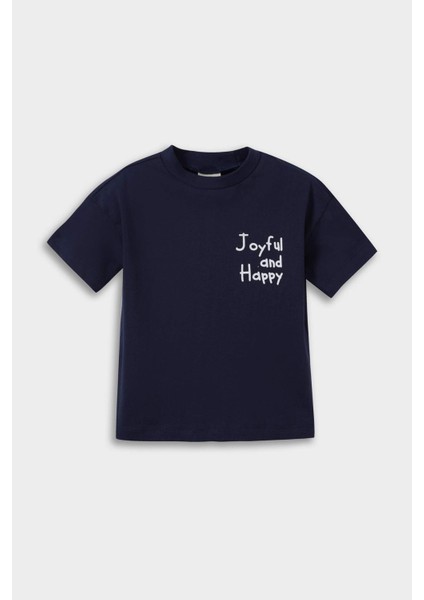 Erkek Bebek Bisiklet Yaka Baskılı Kısa Kollu Tişört F3917A525AU