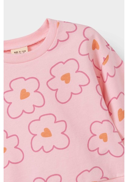 Kız Bebek 2'li Takım Çiçekli Sweatshirt İspanyol Paça Tayt F0514A525AU fırsatları