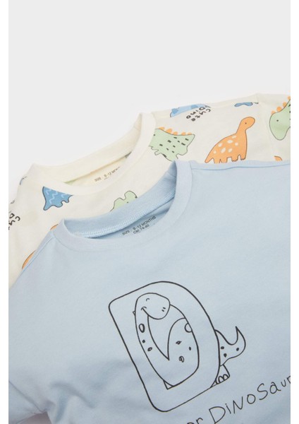 Erkek Bebek Yenidoğan Dinozor Baskılı Penye 2'li Uzun Kollu Tişört F0124A525AU fiyatları