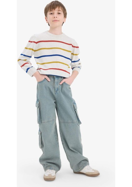 Erkek Çocuk Çizgili Bisiklet Yaka Triko Kazak F3742A825WN fiyatları