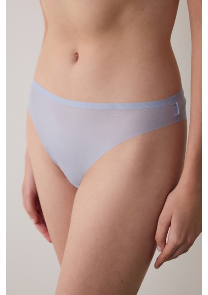 Açık Mavi Zero Gram Dikişsiz Iz Yapmayan Normal Bel Slip Külot
