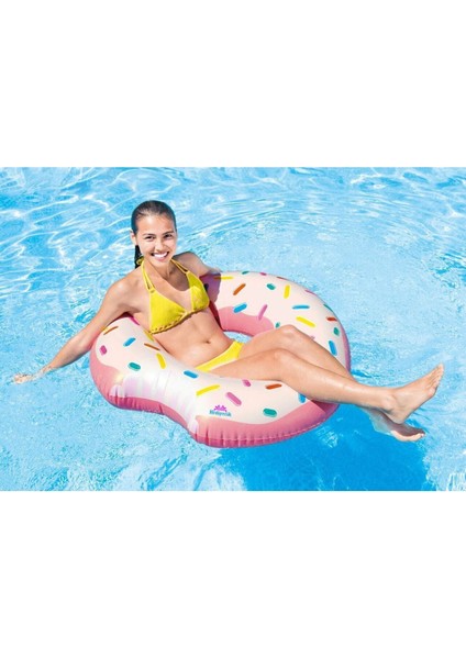 Renkli Donut ve Deniz Simidi Seti, Pompa ve Gözlük Hediye 107X99 cm