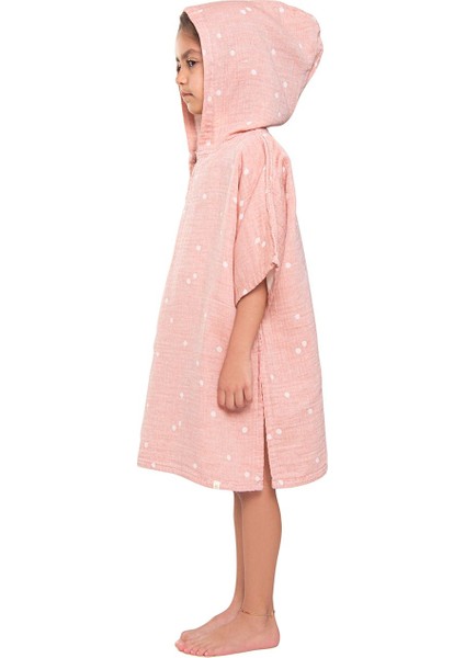 Pembe Müslin Panço Çocuk Plaj Elbisesi, Hafif ve Şık Yazlık Kıyafet