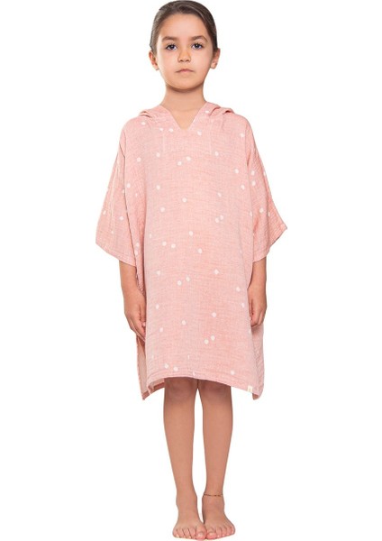 Pembe Müslin Panço Çocuk Plaj Elbisesi, Hafif ve Şık Yazlık Kıyafet