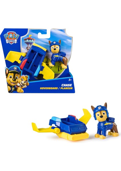 Paw Patrol: Action Pups Chase Aksiyon Figürü ve Katlanabilir Kanatlı Hoverboard Uçak Oyuncağı - 5 cm