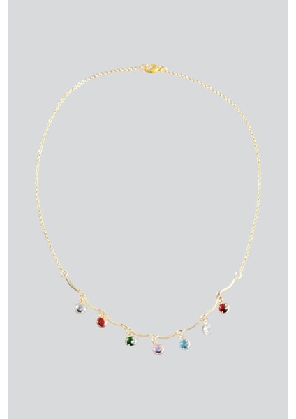 Renkli Yuvarlak Taşlı Kolye