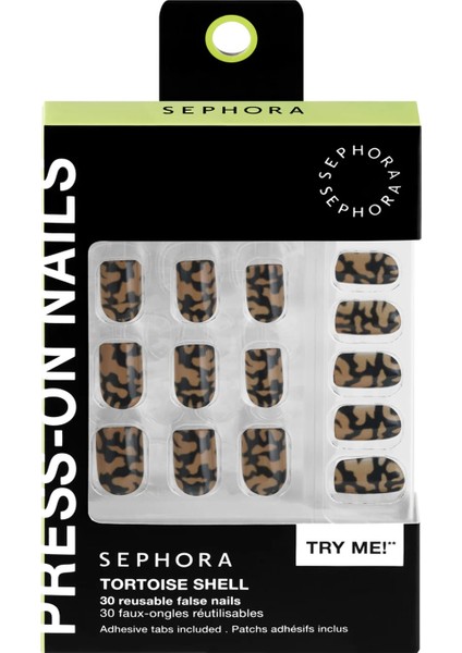 Çok Kullanımlık Takma Tırnak Seti - Jel Etkisi, Uzman Sonuç Tortoise Shell (4 Adet)