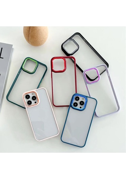 Iphone 12 Pro Için Parlak Şefaf Renkli Kenarlıklı Şık Görünümlü Telefon Kılıfı Kapak modelleri