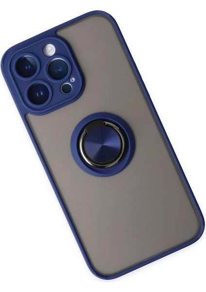 iPhone 14 Pro Max Kılıf Montreal Yüzüklü Silikon Kapak - Lacivert - PZRCR2652-6536 modelleri