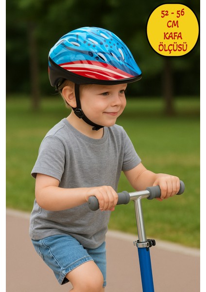 Bisiklet Kaykay Paten Scooter Için Koruyucu Kask - Turkuaz Renkli (52 -56 cm Kafa Çevresine Uygun)