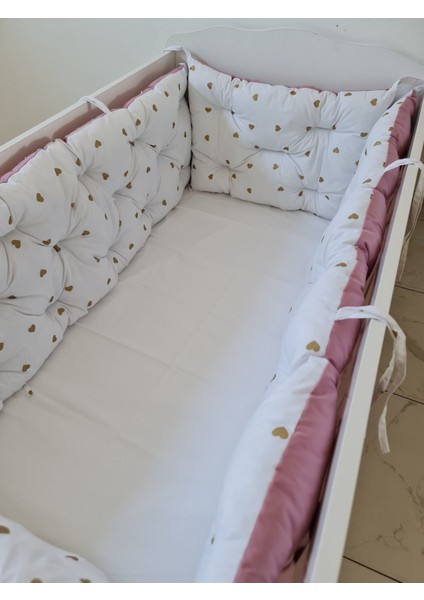 80X130 Beşik Uyumlu 4 Parça Beşik Kenar Koruma Takımı – %100 Pamuk – Yıkanabilir