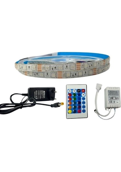 Ir Kumandalı Rgb Şerit LED Set 5050 Ledli 3çipli 5metre Silikonlu
