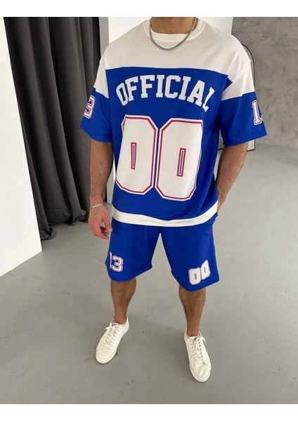 Dijital 00 Baskılı Şortlu Takım - Mavi fiyatları