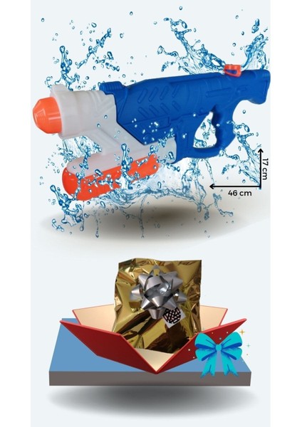 Mavi Büyük Boy Pompalı Su Tabancası Hediye Paketiyle Eğlence Keyfi