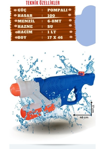 Mavi Büyük Boy Pompalı Su Tabancası Hediye Paketiyle Eğlence Keyfi fiyatları