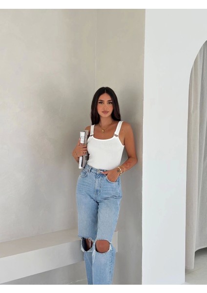 Ottoman Toka Askılı Bluz Beyaz S4194 modelleri