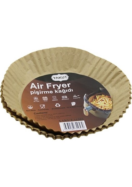 25PCS Küçük=taban 16CM-AĞIZ:22CM Tabak Model Yuvarlak Air Fryer Pişirme Kalıp Kağıt 200 Derecedayanıklı (2818)