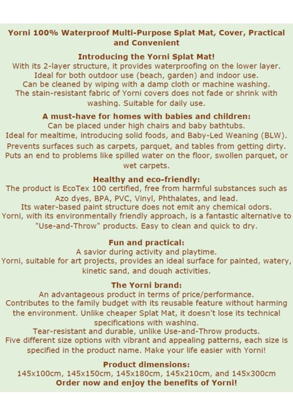 Renkli, Su Geçirmez, 145X150CM Plaj Örtüsü, Ekoteks Sertifikalı, Şık ve Kullanışlı