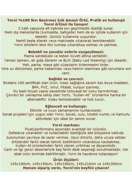 Renkli, Su Geçirmez, 145X150CM Plaj Örtüsü, Ekoteks Sertifikalı, Şık ve Kullanışlı