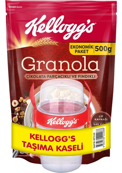 Granola Çikolata Parçacıklı ve Fındıklı 500 Gram,granola Kap Hediye!