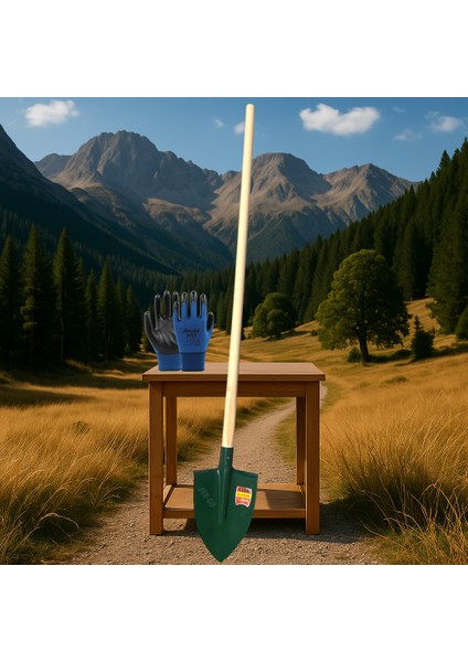 Dayanıklı Bel Kürek ve Ahşap Sap Eldivenli