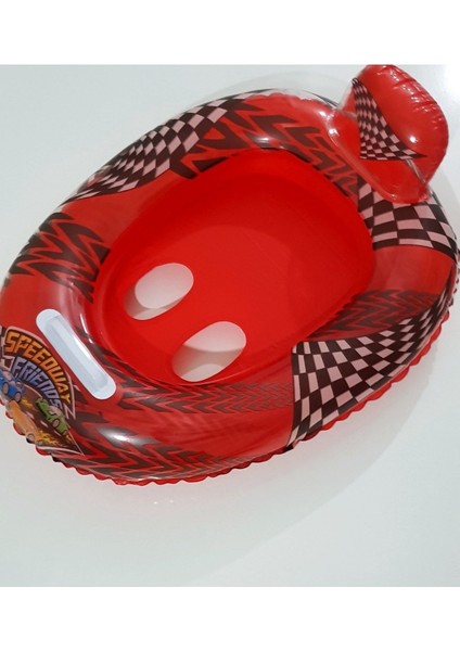 Kırmızı Tutamaklı ve Ayak Geçmeli Bebek Oturağı, Araba Desenli, Güvenli ve Konforlu Kullanım