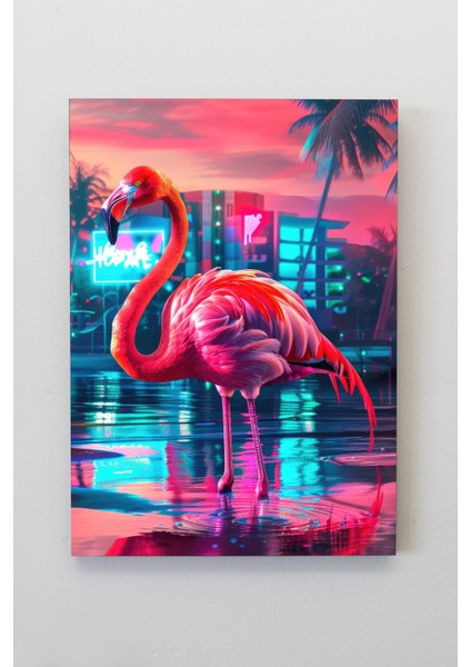 Tropikal Neon Flamingo Kanvas Tablo - NV00291 fiyatları
