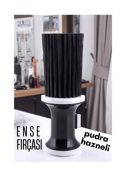 Pudra Hazneli Ense Fırçası Saç Temizleme Fırçası - Berber Temizlik Fırçası- Kuaför Berber Malzemesi