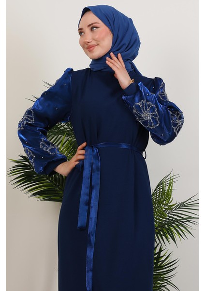 Kolu Yonca Detay Elbise Lacivert indirimleri