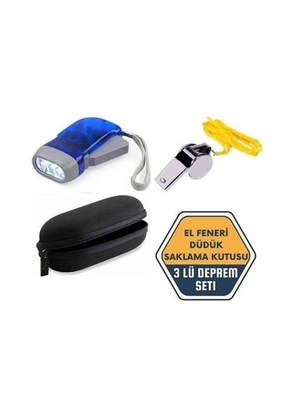 Saklama Kutulu Deprem Seti Pilsiz El Feneri Düdük 3'lü Deprem Kiti fiyatları