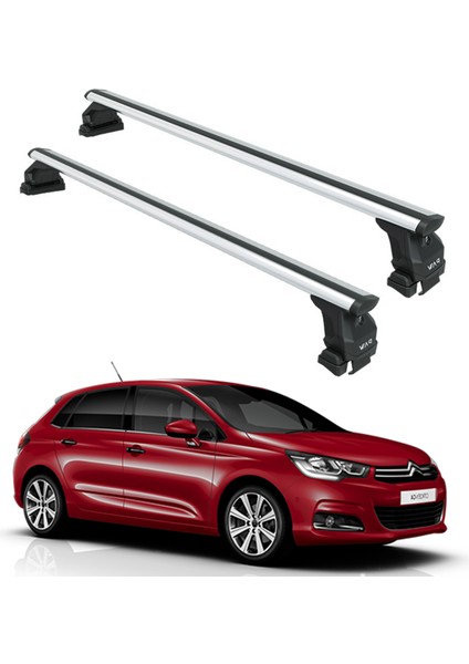 Citroen C4 2011-2018 Oluksuz Üst Tavan Portbagaj Taşıyıcı Ara Atkısı Toros Serisi Pro 4 Gri