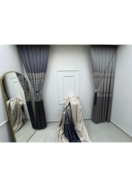 Nivemeshome Avşa DESEN:632349 2504 Antrasit 1/3 Sık Pile Fon Perde Apm indirimleri