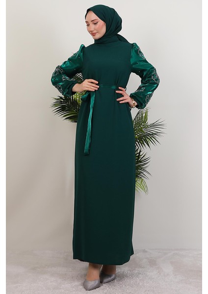 Kolu Yonca Detay Elbise Zümrüt fiyatları