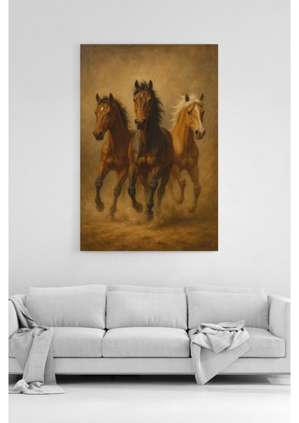 At Figürlü Kanvas Tablo - %100 Pamuk Kumaş, Yüksek Çözünürlük,asılmaya Hazır, Çerçevesiz Dekoratif Sanat Tablosu - Modern Duvar Dekoru (Ev, Ofis, Salon Için Uygun)