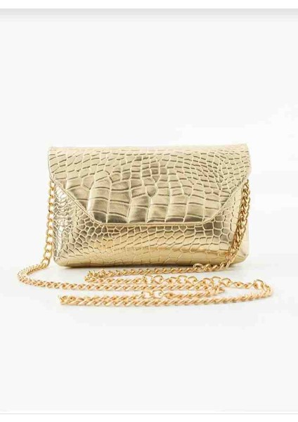 Eflan Moda Kroko Desen Küçük Boy Zincir Askılı Kadın Omuz Çantası