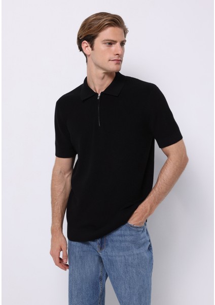 Regular Fit Erkek Siyah Kazak