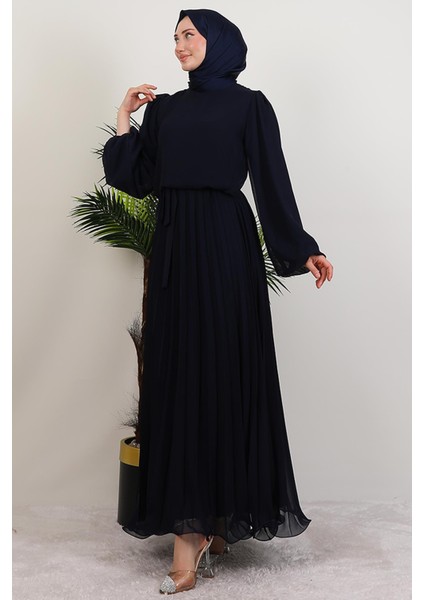 Ümra Şifon Elbise Lacivert