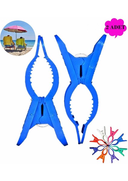 Iki Parça Renkli Plaj Mandalı, Şezlong ve Havlu Sabitleyici, Çok Renkli