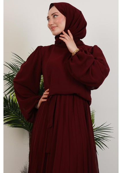 Ümra Şifon Elbise Bordo indirimleri