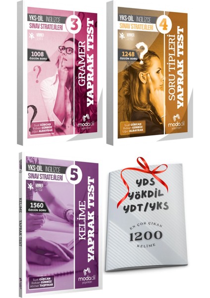 Yks Ydt Modadil Soru Tipleri + Gramer + Kelime Yaprak Test 3lü Set 1200 Kelime Hediyeli Yksdil