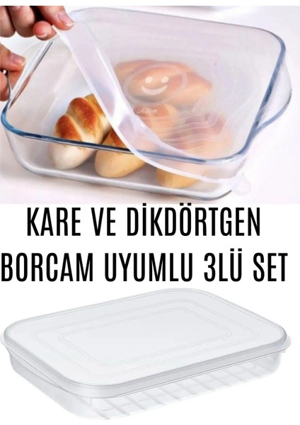 Kare ve Dikdörtgen Borcam Için Silikon Kapak 3lü Set