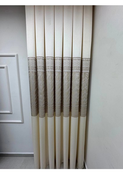 Nivemeshome Avşa DESEN:632349 2004 Krem 1/3 Sık Pile Fon Perde Apm
