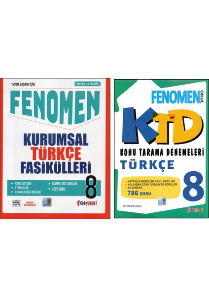 Fenomen 8.sınıf Türkçe Fasikülleri+Fenomen Türkçe Konu Tarama Denemeleri (2 Kitap)