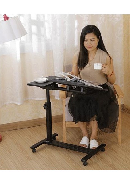 Yerden Yükseklik Ve Eğim Ayarlı Mouse Bölmeli Tekerli Laptop Sehpası Bilgisayar Masası fırsatları