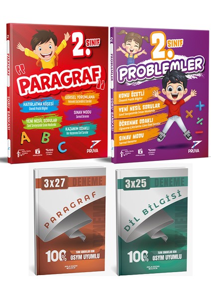 Pruva + Anla Kazan 2026 2.sınıf Paragraf Problem Soru + Anla Kazan Deneme 4 Lü Set fiyatları
