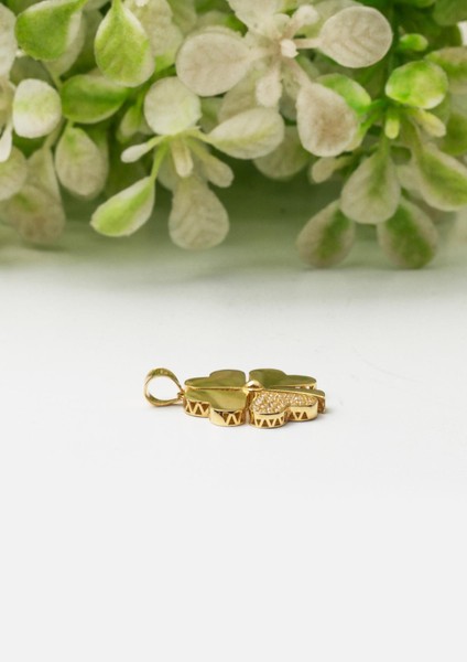 Zincirli Yonca Kolye 14 Ayar Altın modelleri