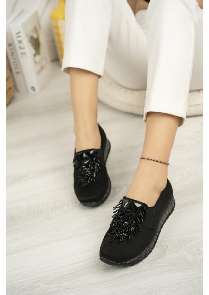 Sdf 332 Siyah Süet Taşlı Kadın Ayakkabı fiyatları