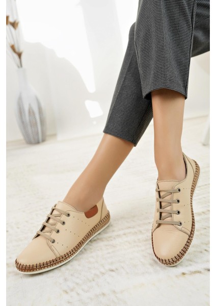 Syg P38 Bej Hakiki Deri Kadın Ayakkabı fiyatları