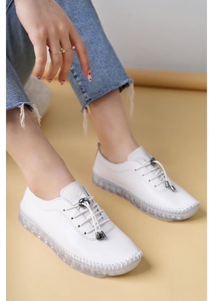 Knc 12 Beyaz Hakiki Deri Şeffaf Taban Kadın Ayakkabı fiyatları